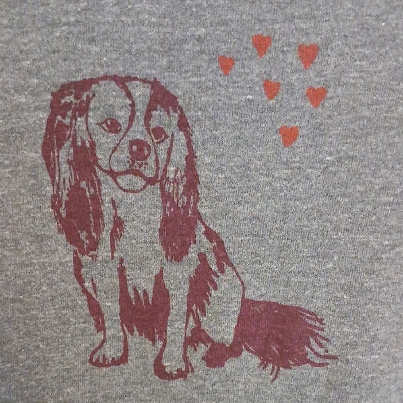 Cavalier King Charles Spaniel Gray Sweatshirt with Raw Hem - Picture 3 of 6